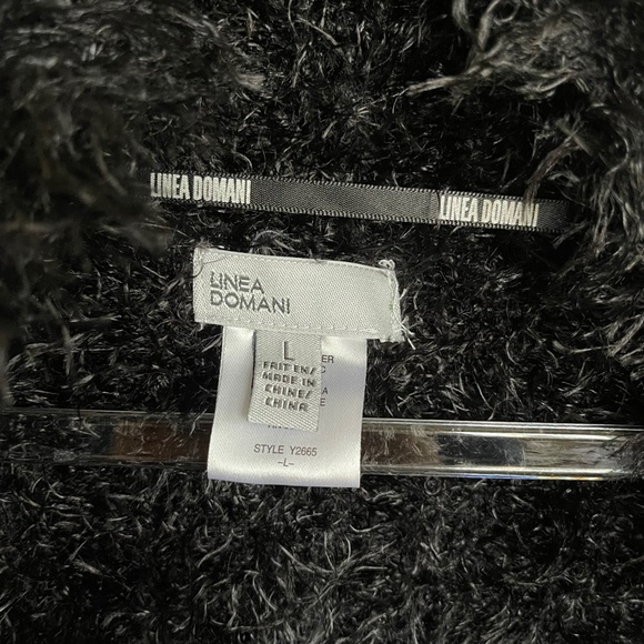 Linea Domani Faux Fur Vest Open Front Women’s Black Size L - Picture 5 of 8